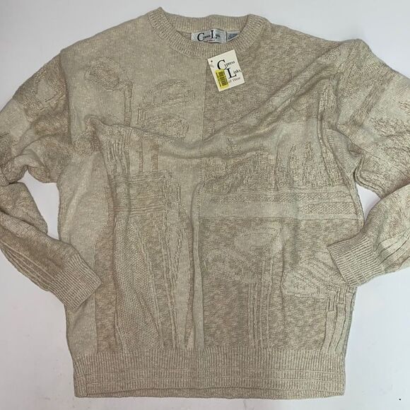NWT Vintage 80s Cypress Links Golf Scenery Knit Crewneck Sweater Size XL - Picture 1 of 12